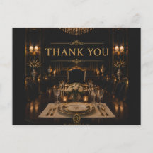 Or noir Luxe Carte de remerciement | Opulent