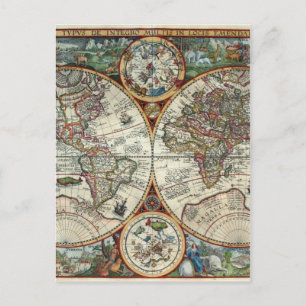Postale Orbis Terrarum 1594 - Carte du monde