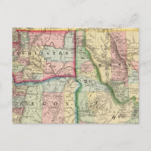 Postale Ore, Lavage, Idaho, Carte du Mont par Mitchell