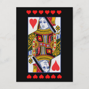 Postale Ornate Heart Queen Jouer Carte Bright Red Hearts