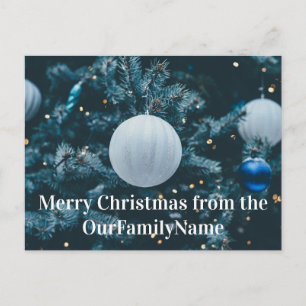 Postale Ornement d'arbre Noël blanc personnaliser carte po