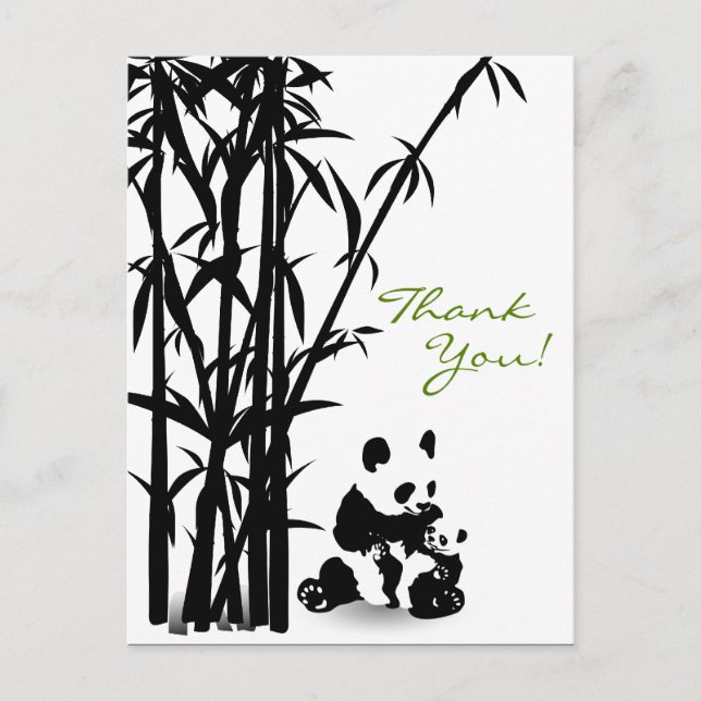 Postale Ours Pandas et Bamboo Carte de Remerciement (Devant)