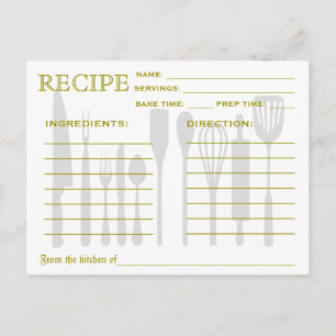 Postale Outils de cuisine rétro Carte de recette colorée r