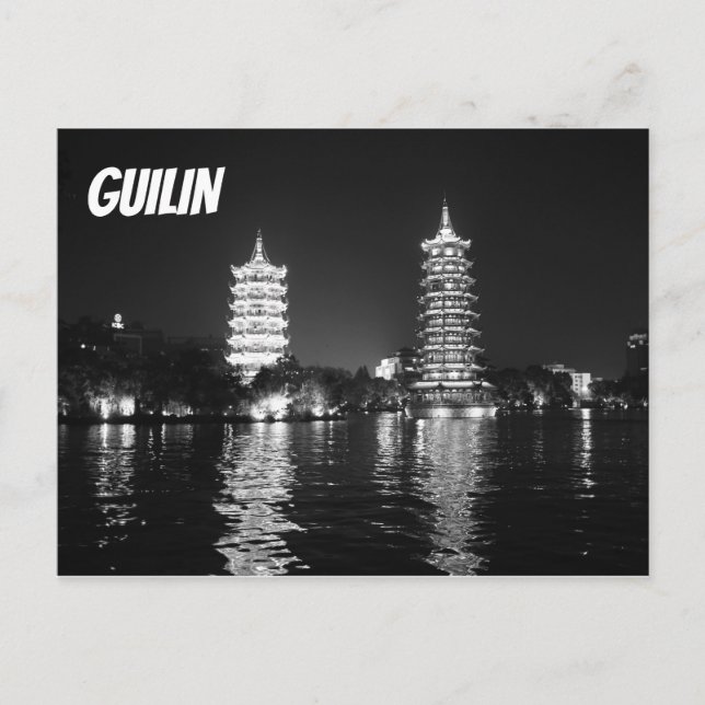 Postale Pagodes noires et blanches en Guilin, Chine Carte  (Devant)