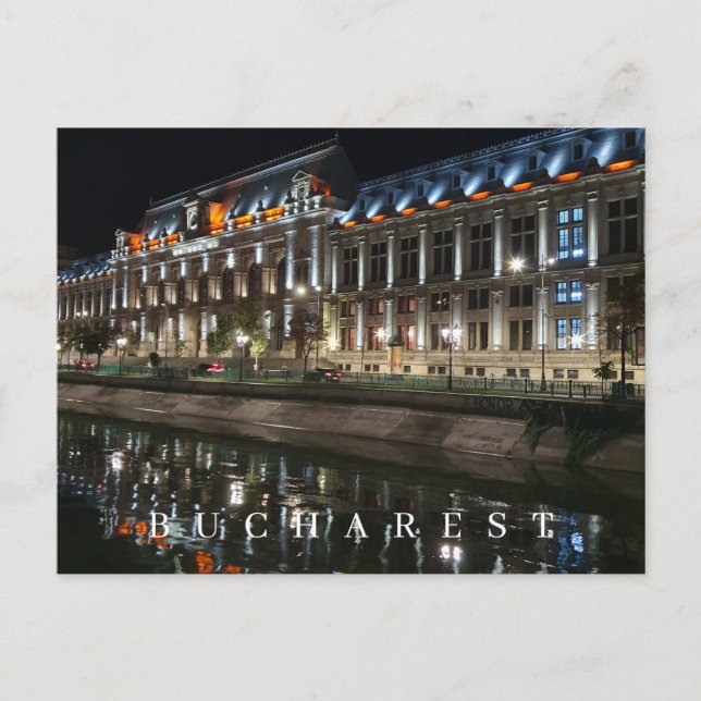 Postale Palais de Justice de Bucarest vue la nuit carte po (Devant)