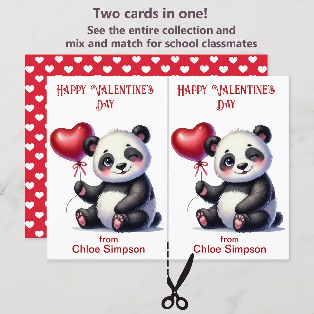 Postale Panda Bear Carte de la Saint Valentin pour enfants (Créateur téléchargé)