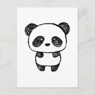 Postale Panda bébé mignonne tirée au charbon #3 Carte post