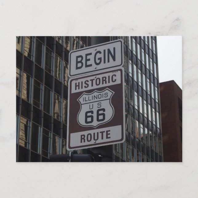 Postale Panneau de la route historique 66 de Chicago Carte (Devant)