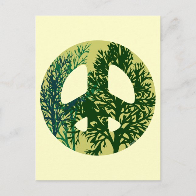 Postale Panneau de Paix Arbres Vertes - Carte d'Art blanch (Devant)