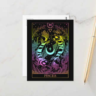 Postale Panneau Zodiac Pisces Carte Tarot