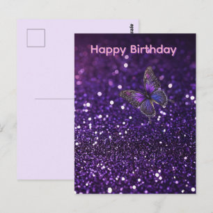 Postale Papillon Étincelle Violette, Carte de Vœux d'Anniv
