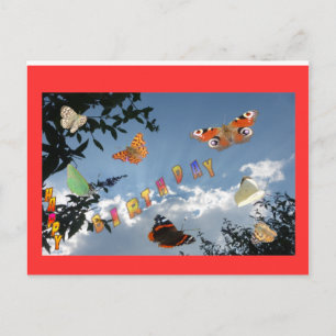 Postale Papillons Néerlandais Red Happy Anniversaire Carte