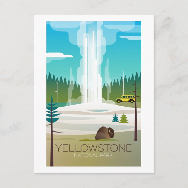 Postale Parc national de Yellowstone, ancienne carte posta (Devant)