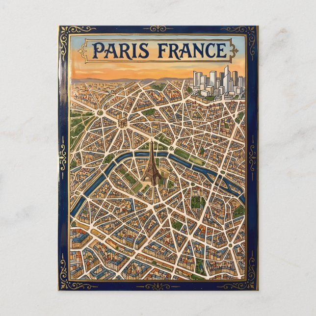 Postale Paris France Carte Art Peinte Émail (Devant)