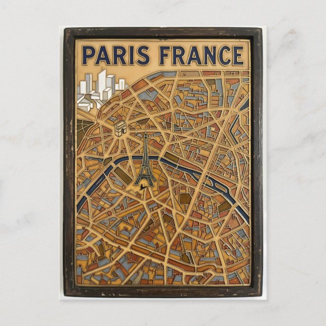 Postale Paris France Carte Art Peinte Émail (Devant)