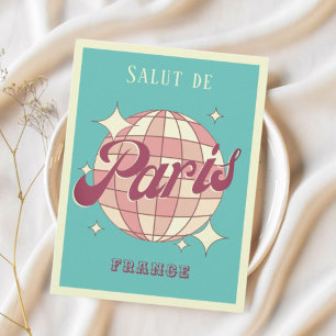 Postale Paris France Rétro Vintage bleu sarcelle Carte pos