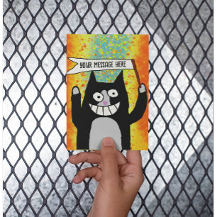 Postale Parti chat avec signe carte personnalisée