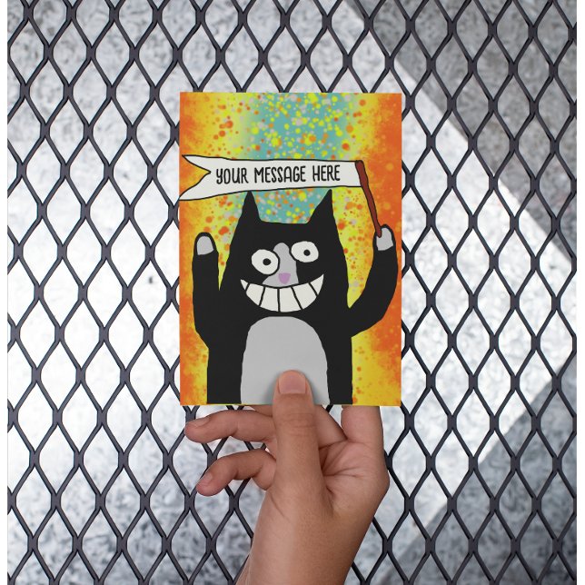 Postale Parti chat avec signe carte personnalisée (Créateur téléchargé)