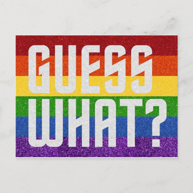 Postale PARTIES SCINTILLANT LGBT Devine Quoi ? Carte de so (Devant)