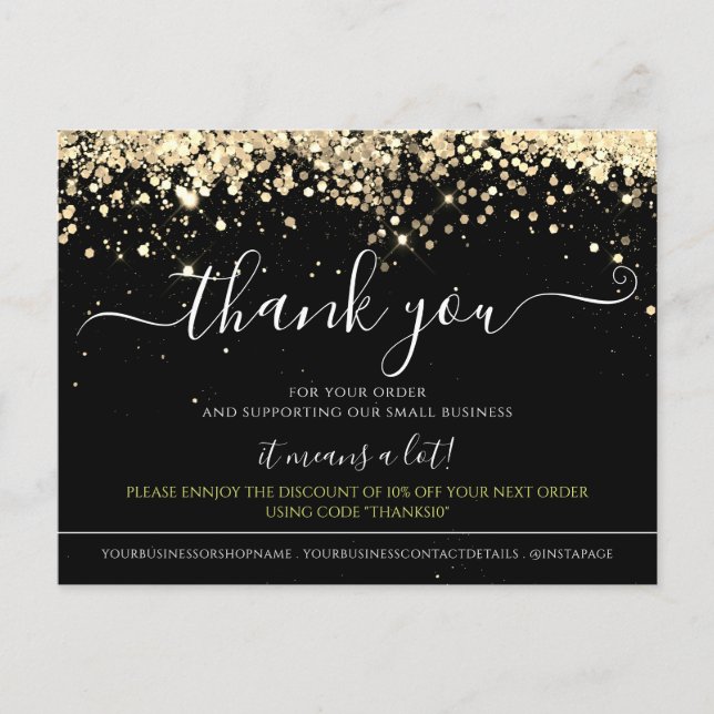 Postale Parties scintillant moderne Black Elegant Carte de (Devant)