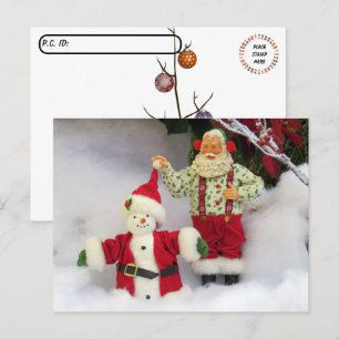 Postale Passage À Niveau - Père Noël Construit Une Carte P