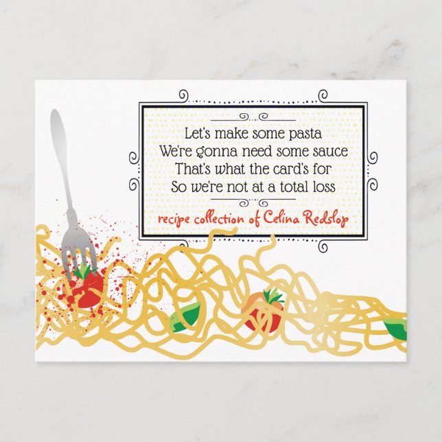 Postale Pâtes sauce cuisine italienne carte de recettes li (Devant)