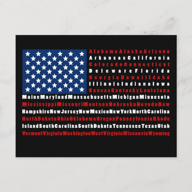 Postale Patriotique USA Drapeau tous les 50 États Carte po (Devant)