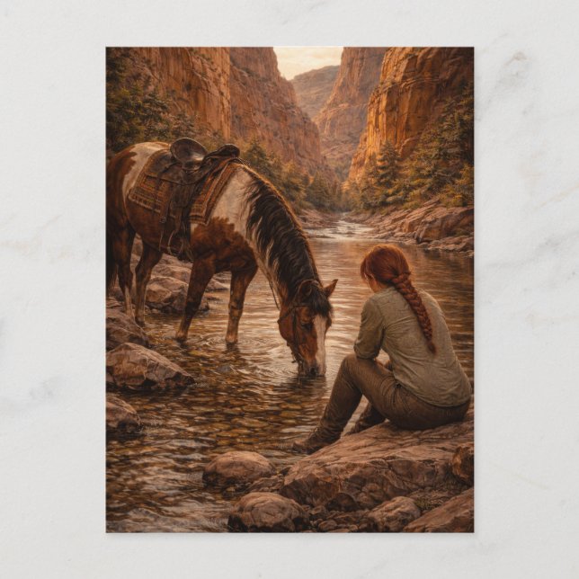Postale Pause rafraîchissante | Art équestre | Carte posta (Devant)