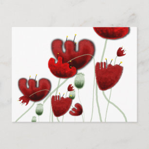 Postale Pavot flora paysage rouge romantique dolce carte p