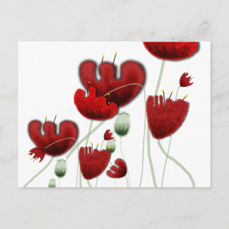 Postale Pavot flora paysage rouge romantique dolce carte p