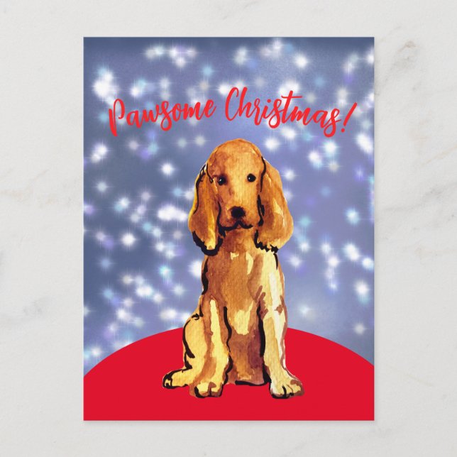 Postale Pawsome noël avec un spaniel cocker ! Carte postal (Devant)