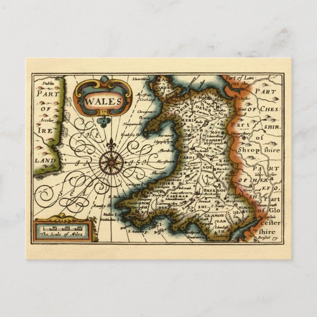 Postale Pays de Galles - Carte ancienne de l'atlas britann (Devant)