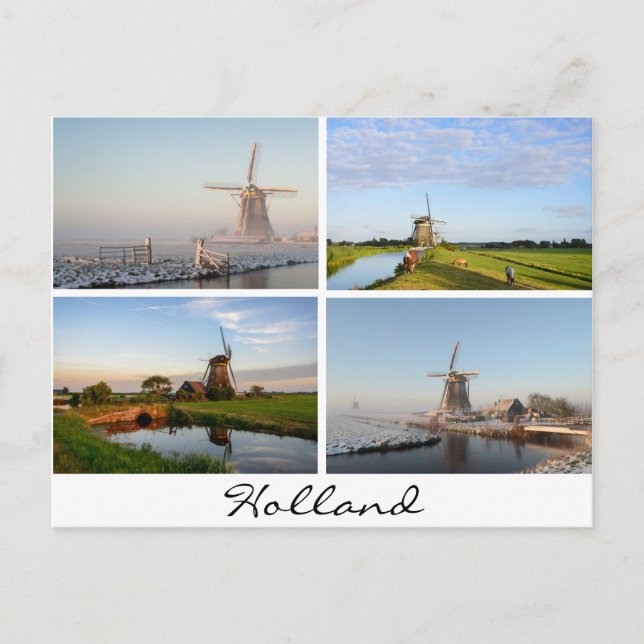 Postale Paysages avec moulins à vent en Hollande carte pos (Devant)