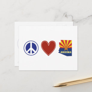Postale Peace Love Arizona Carte Façonné Drapeau d'État Co