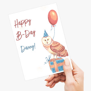 Postale Peindre une carte de bonne fête avec un hibou mign