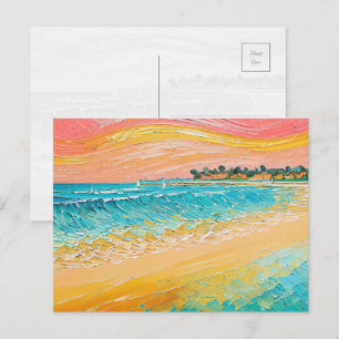 Postale Peinture à l'huile de plage Art numérique 1 Carte