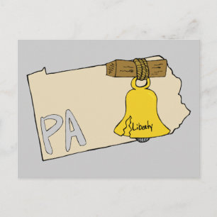 Postale Pennsylvania PA Carte avec Liberty Bell Cartoon Ar
