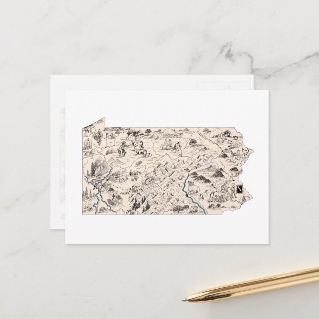 Postale Pennsylvanie Carte d'image Vintage Antique (Devant/Arrière en situation)