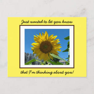 Postale Pensez à vous jolie carte de tournesol jaune