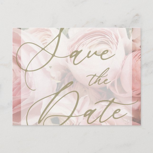 Postale Peonies Enregistrer la date Modèle de carte postal (Devant)