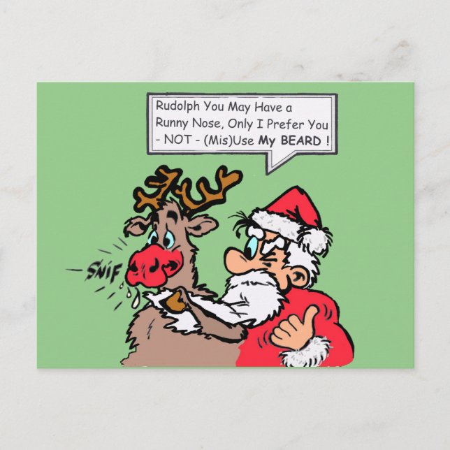 Postale Père Noël & Rudolph Funny Cartoon Cust. Carte post (Devant)