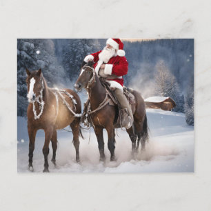 Postale Père Noël sur Horse Western Christmas Carte postal