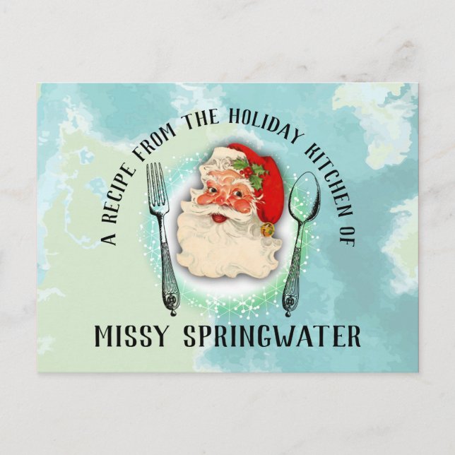 Postale Père Noël ustensiles cuisine cuisson carte de rece (Devant)
