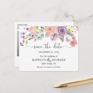 Postale Perfect pastels floral Enregistrer la date Carte p