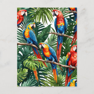 Postale Perroquets macaw vacances d'été tropicales Carte p