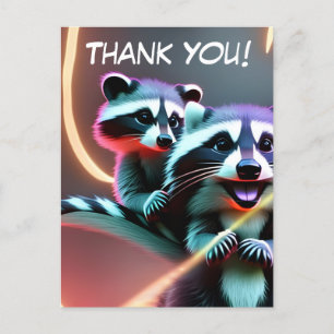 Postale Personnalisé, Carte de remerciements, Cute Racoon,