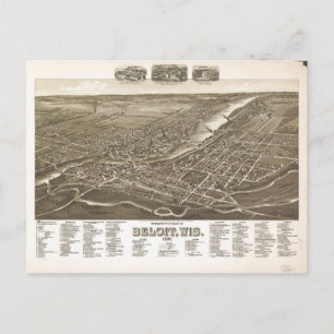 Postale Perspective Carte de Beloit, Wisconsin (1890)