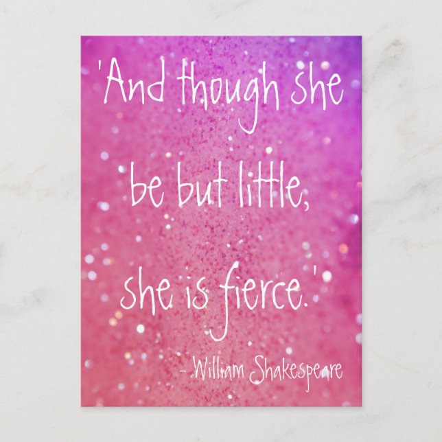 Postale Petit mais Fierce Shakespeare Citation rose carte  (Devant)