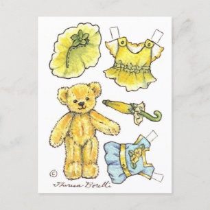 Postale Pétunia jaune Teddy Papier Poupée mignonne carte p