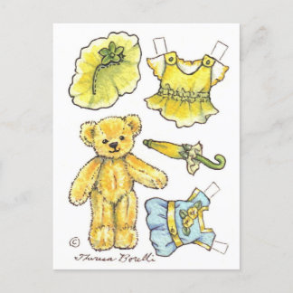 Postale Pétunia jaune Teddy Papier Poupée mignonne carte p